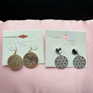 LC Lauren Conrad Gold and Silver Disc Earrings- 2 Pair!!